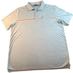 Travis Mathew XL Light Blue Polo Shirt Stripe Pocket Soft Pima Cotton Blend
